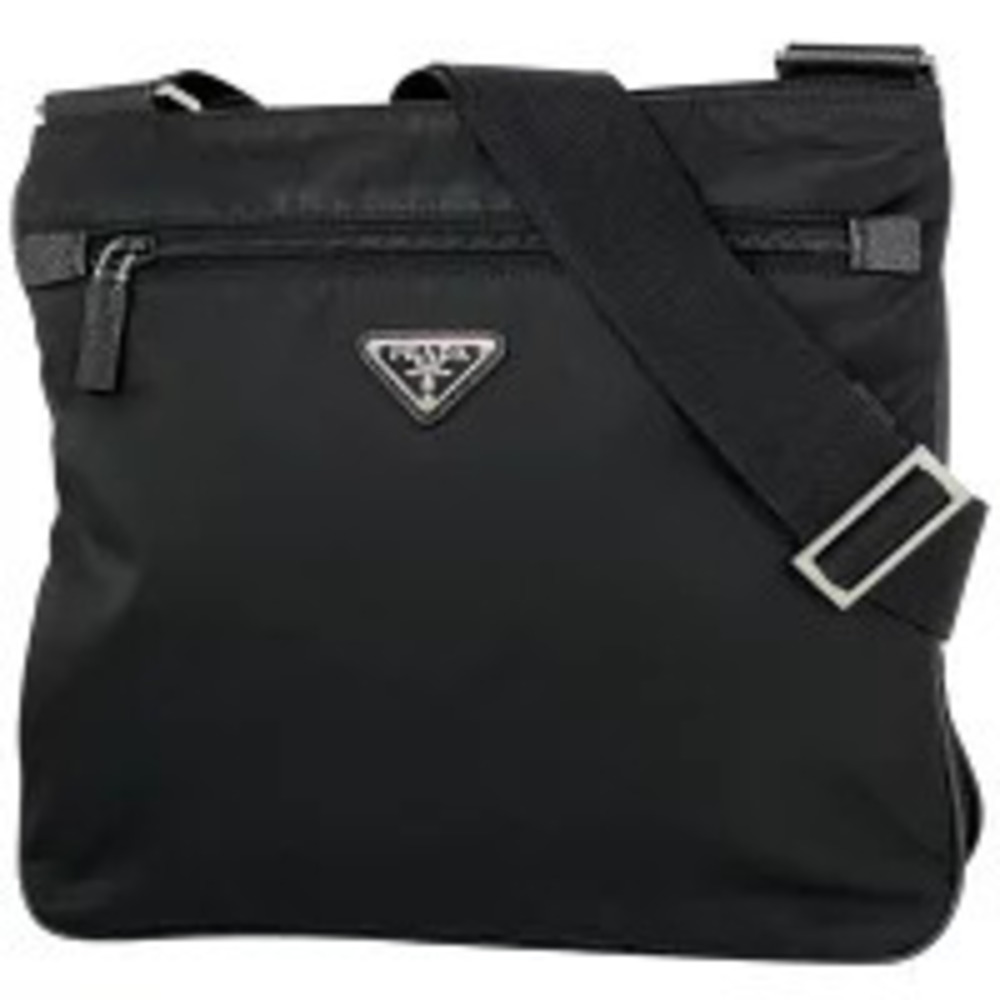 Prada Plate Shoulder Bag Crossbody Nero Black